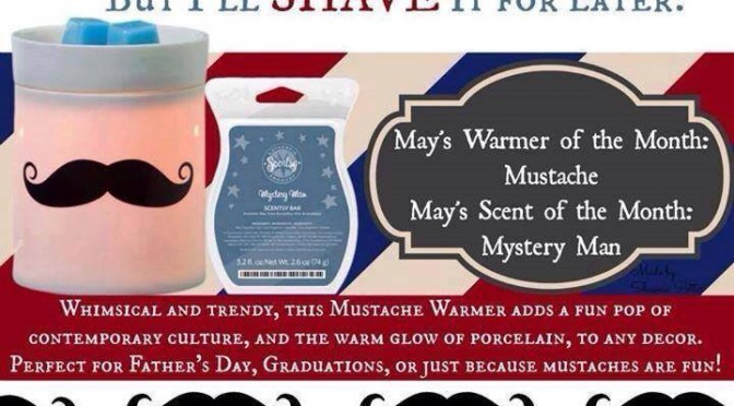May 2014 Scentsy Warmer and Scent Of The Month: Moustache Warmer and Mystery Man Scent